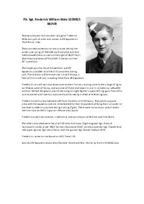 A preview of a PDF biography for Wale, Frederick William